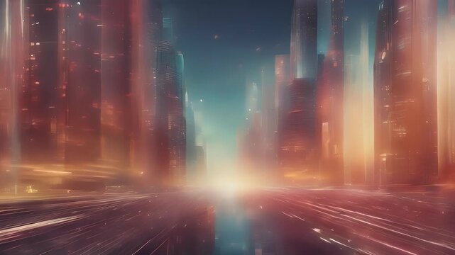 represented unified digital entities diverse based iot technology colors cityscape  horizon colorful dx  abstract transformation colourful city landscape waterfront downtown metropolis meg