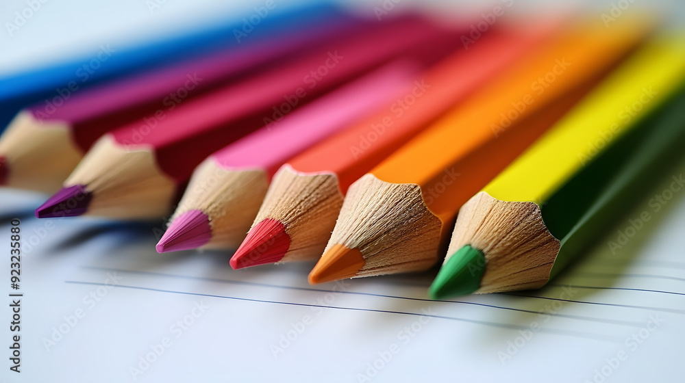 Poster notebook with colored pencils for adding text