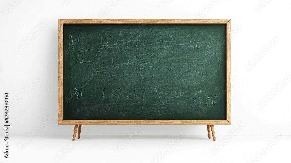 Poster detailed 3d render of an education icon featuring a chalkboard with math equations formulas and symb