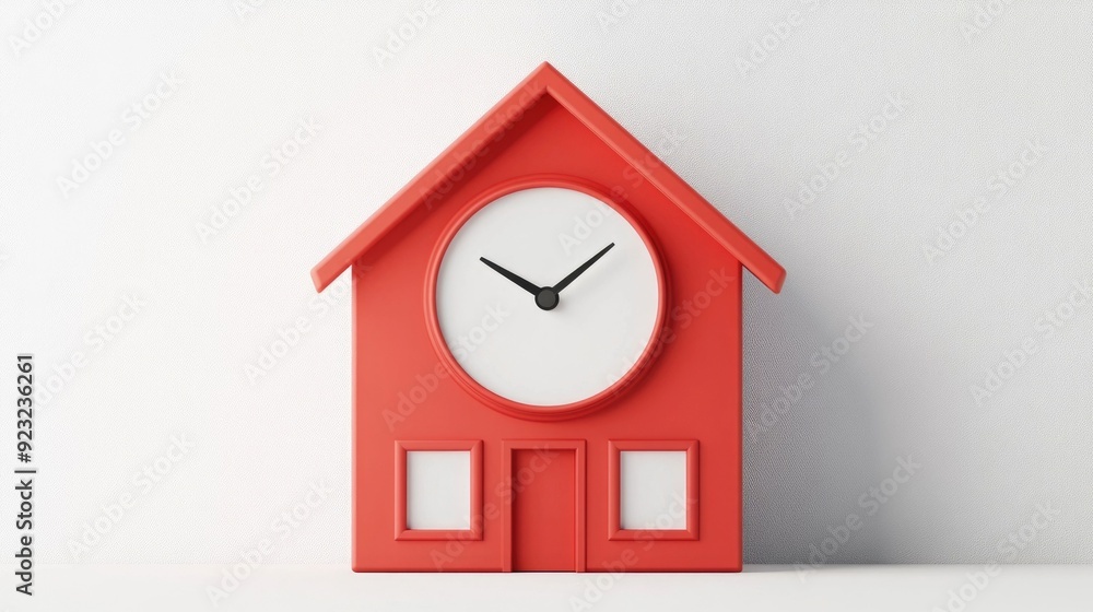 Poster isolated 3d digital render of an education icon depicting a school building with a clock on a simple