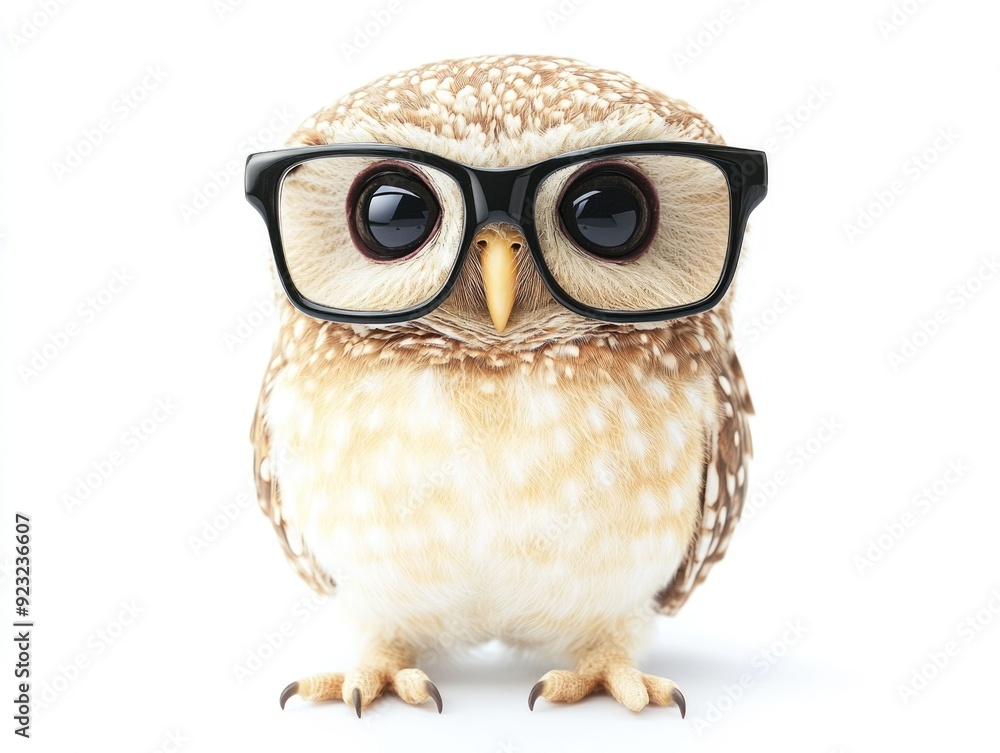 Poster intelligent owl icon with glasses symbolizing online education learning and knowledge sharing concep