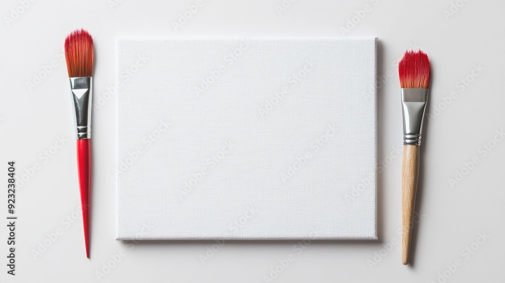 Poster 3d education icon with paintbrush and canvas isolated on clean white background representing creativ