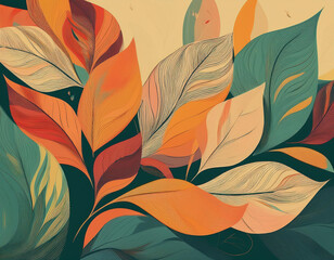 Fototapeta premium Abstract Background with Leaf Textures Layered Transparency Creating Depth