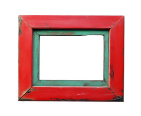 A decorative vintage rectangular frame in red and green