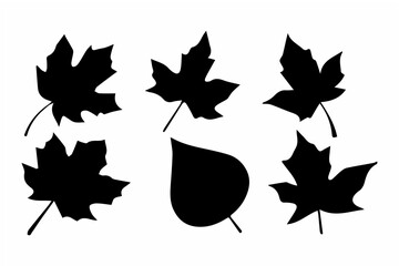 Black autumn leaves silhouette design.