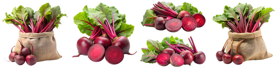 Delicious beets cloth bag isolated on transparent background PNG file