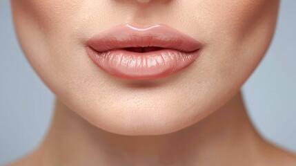 Fototapeta premium Natural Lips. A Close-up View of Beautiful Woman's Unrecognizable Lips