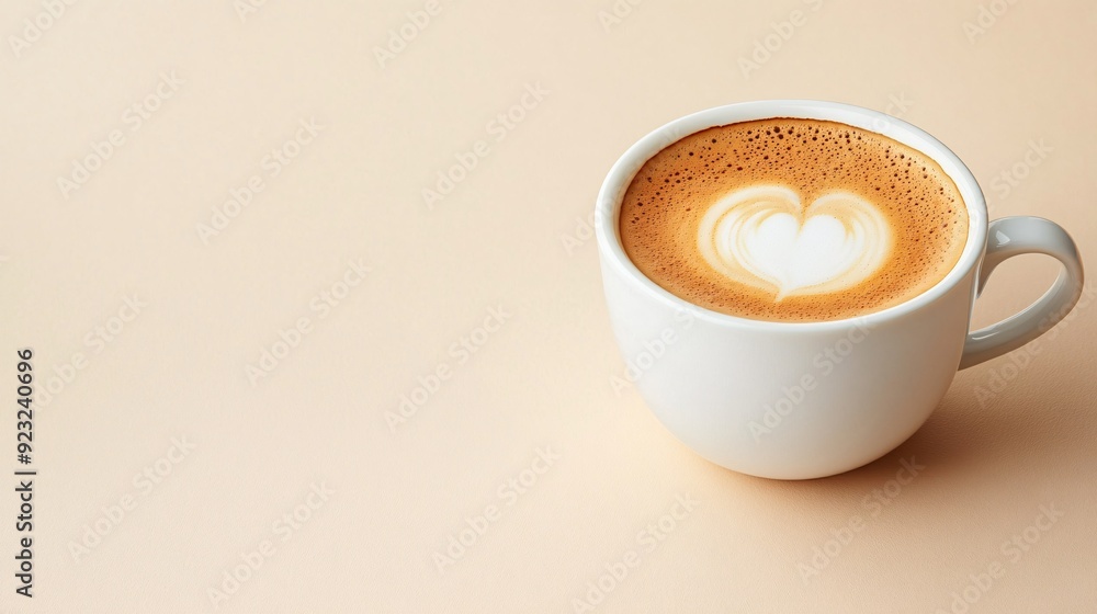 Poster a clean and simple image of a coffee cup with steam gently rising set against a minimalist backgroun