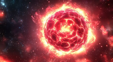Obraz premium Fiery Cosmic Sphere In Space