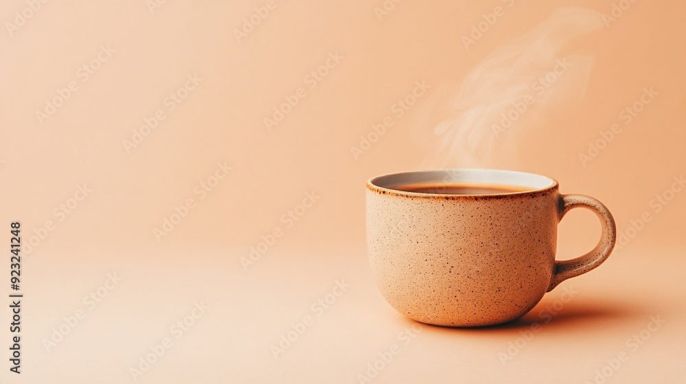 Aufkleber a sleek minimalist image showcasing a single coffee cup with steam rising set against a clean white 