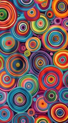 Fototapeta premium A vibrant composition of concentric circles displaying a variety of colors against a dark backdrop