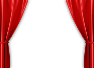 Red curtains on white background. 3d-rendering