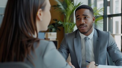 HR manager interviewing a diverse candidate, promoting inclusive hiring practices and equal opportunity