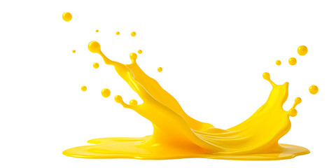 Dynamic yellow mango splash isolated on Png background with drops and ripples, Vibrant Yellow Mango Splash with Droplets Eye-Catching Yellow Splash with Ripples and Drops for Beverage Photography