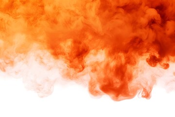 The orange smoke is billowing out of the sky, creating a sense of chaos and destruction. The orange color of the smoke contrasts with the bright orange background