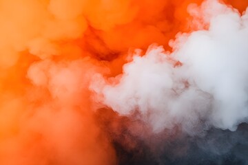 The orange smoke is billowing out of the sky, creating a sense of chaos and destruction. The orange color of the smoke contrasts with the bright orange background