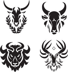 black and white bull