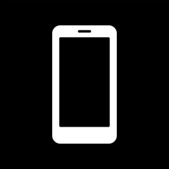 Touch screen phone icon vector on black background.