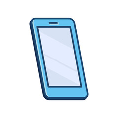 Blue cell phone icon vector isolated on white background.