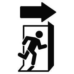 Running man and exit door icon vector