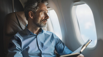 Businessman on Airplane