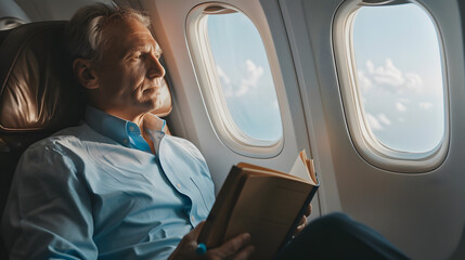 Businessman on Airplane