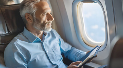 Businessman on Airplane