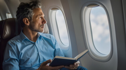 Businessman on Airplane