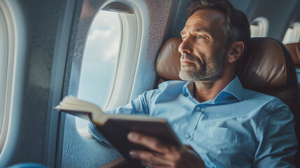 Businessman on Airplane