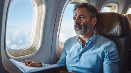 Businessman on Airplane