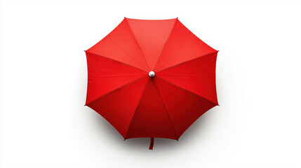 Umbrella, a top-view of a red umbrella isolated on a white background 