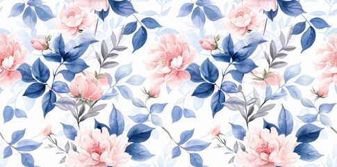 A seamless watercolor pattern featuring Ming Dynasty motifs, embodying historic elegance.