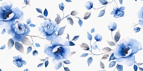 A seamless watercolor pattern featuring Ming Dynasty motifs, embodying historic elegance.