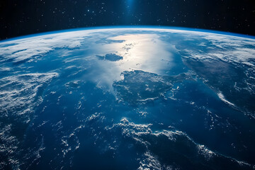 Fototapeta premium Die strahlende Ruhe unseres blauen Planeten aus dem All