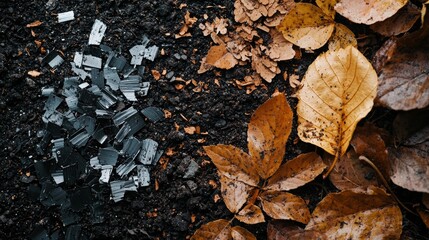 Metal Shavings in Nature: Environmental Photography for Industrial or Ecological Concepts Generative AI