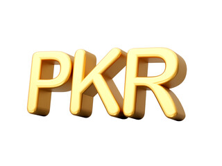 3d Golden Shiny Pakistani Rupee PKR Currency Icon Isolated On White Background, 3d illustration
