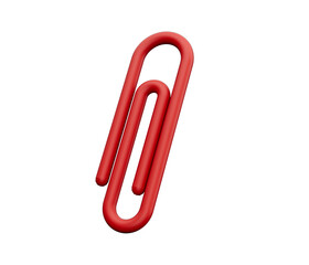 Red Paper clip. 3d icon. Cartoon minimal style 3d illustration
