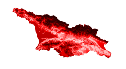 Georgia map with the flag Colors Red and yellow Shaded relief map 3d illustration

