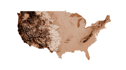 Map of USA in old style, brown graphics in a retro style Vintage Style. High detailed 3d illustration
