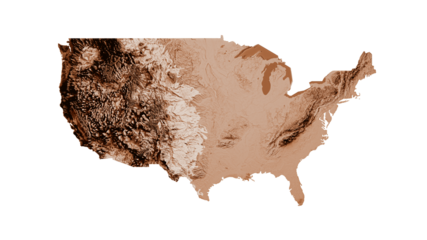 Map of USA in old style, brown graphics in a retro style Vintage Style. High detailed 3d illustration

