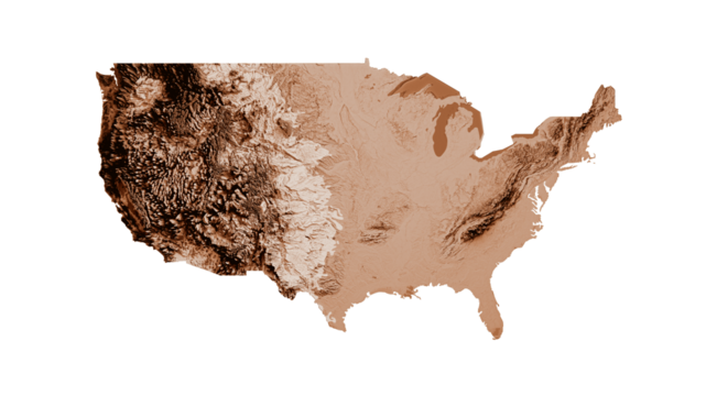 Map of USA in old style, brown graphics in a retro style Vintage Style. High detailed 3d illustration
