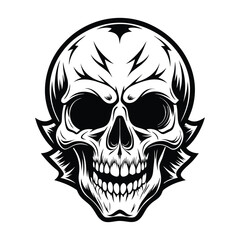 Skull silhouette on vintage style, Human skull vector illustration