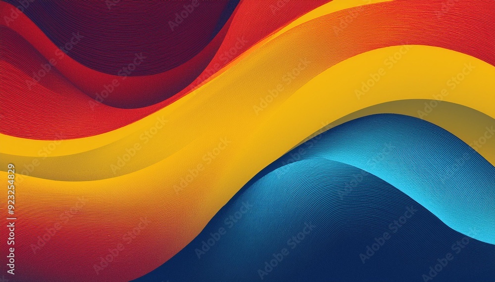 Aufkleber dynamic abstract background with yellow blue and red color flow featuring a grainy wave and dark noi