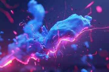 Naklejka premium Abstract representation of color and energy with vibrant blue and pink elements, creating a dynamic and captivating visual effect.