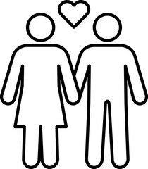Couple icon. Love icon. Linear style.