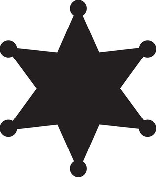 recommend clip art: Sheriff star badge flat icon. Retro vintage sheriff star vector. Western cowboy officer 6 point badge symbol. Hexagonal medal. Vector of Security Police symbol isolated on transparent background.