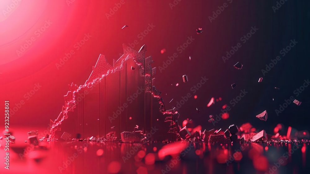 Poster abstract composition of shattered glass and vibrant colors, creating a dynamic visual experience in 