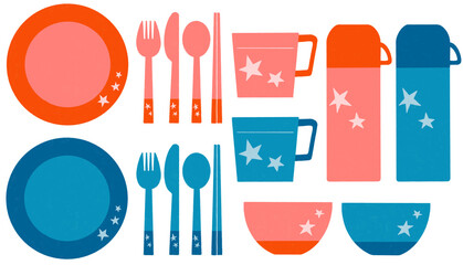 シンプルでかわいいアウトドアの食器セット