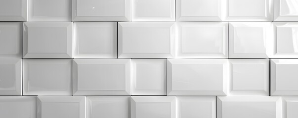White Glossy Tile Wall with Subtle Beveled Edges