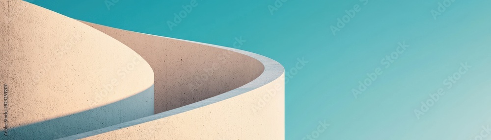 Poster Abstract architectural shape with smooth curves and a calming blue background, perfect for modern design and minimalism.